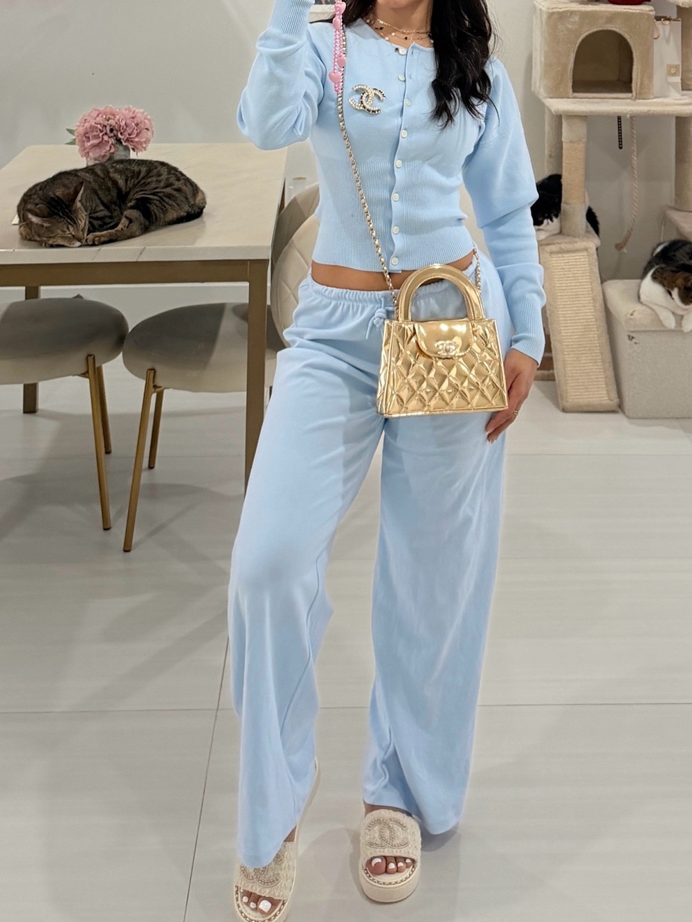 Aritzia Go Lightly Cardigan and Gilmore Pant